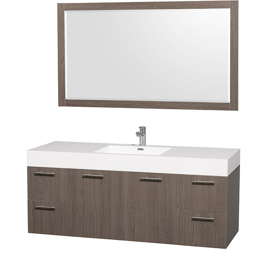 Wyndham Collection Amare 60 Single Bathroom Vanity Set - Gray Oak