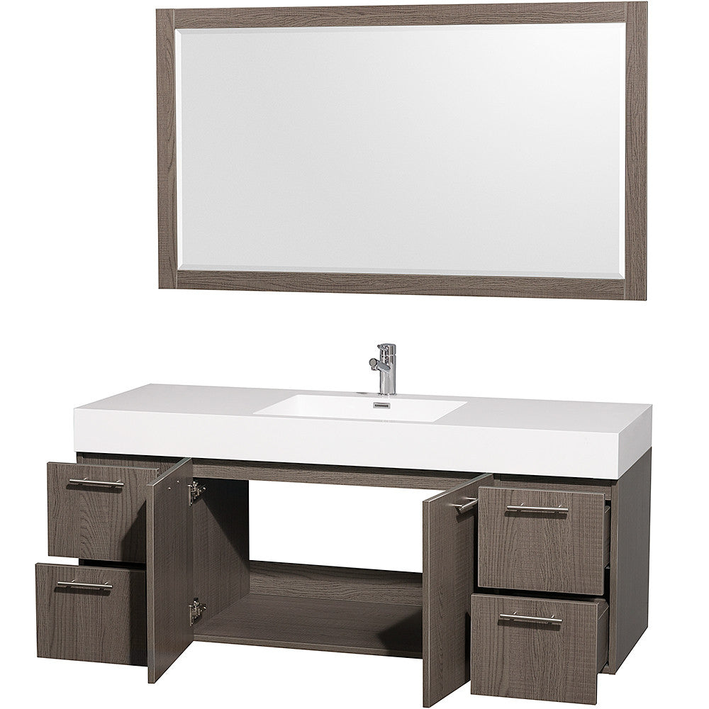 Wyndham Collection Amare 60 Single Bathroom Vanity Set - Gray Oak