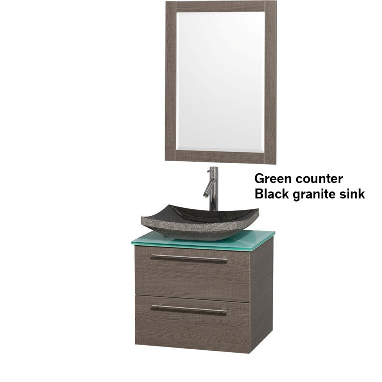 WYNDHAM COLLECTION Amare 24" Bathroom Vanity Set with Vessel Sink - Gray Oak