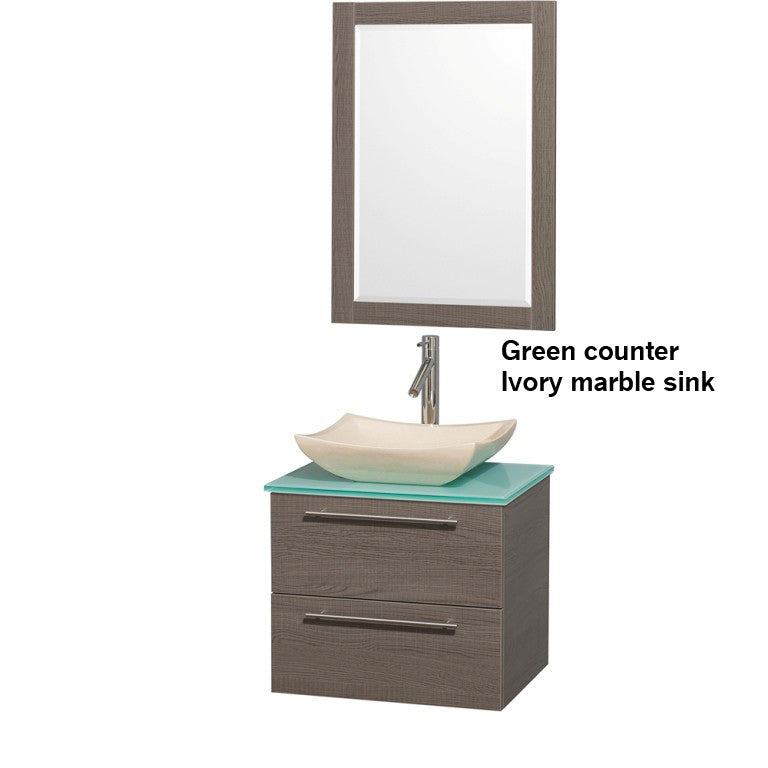 WYNDHAM COLLECTION Amare 24" Bathroom Vanity Set with Vessel Sink - Gray Oak