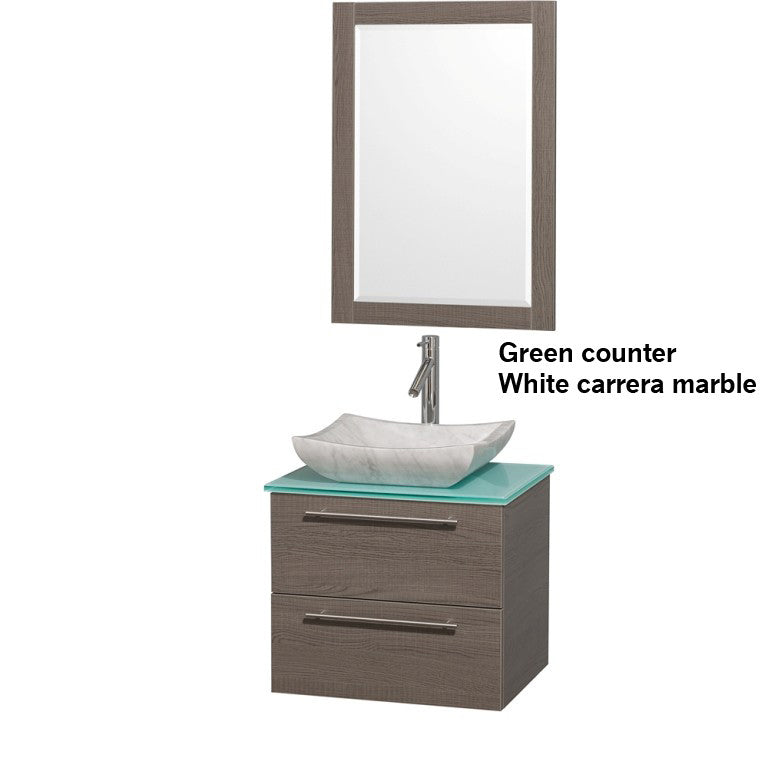 WYNDHAM COLLECTION Amare 24" Bathroom Vanity Set with Vessel Sink - Gray Oak