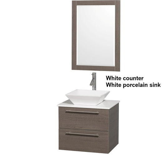 WYNDHAM COLLECTION Amare 24" Bathroom Vanity Set with Vessel Sink - Gray Oak