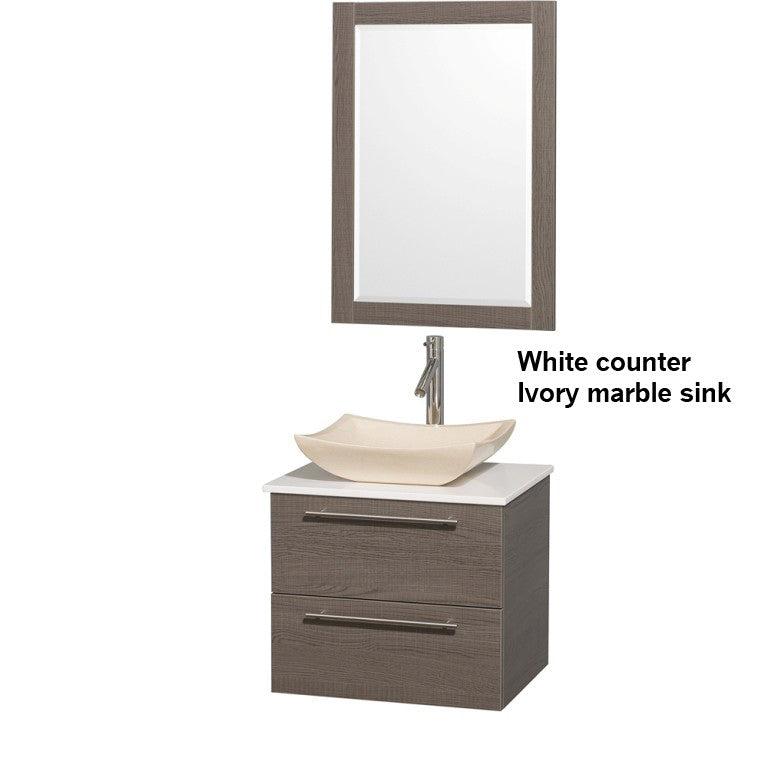 WYNDHAM COLLECTION Amare 24" Bathroom Vanity Set with Vessel Sink - Gray Oak