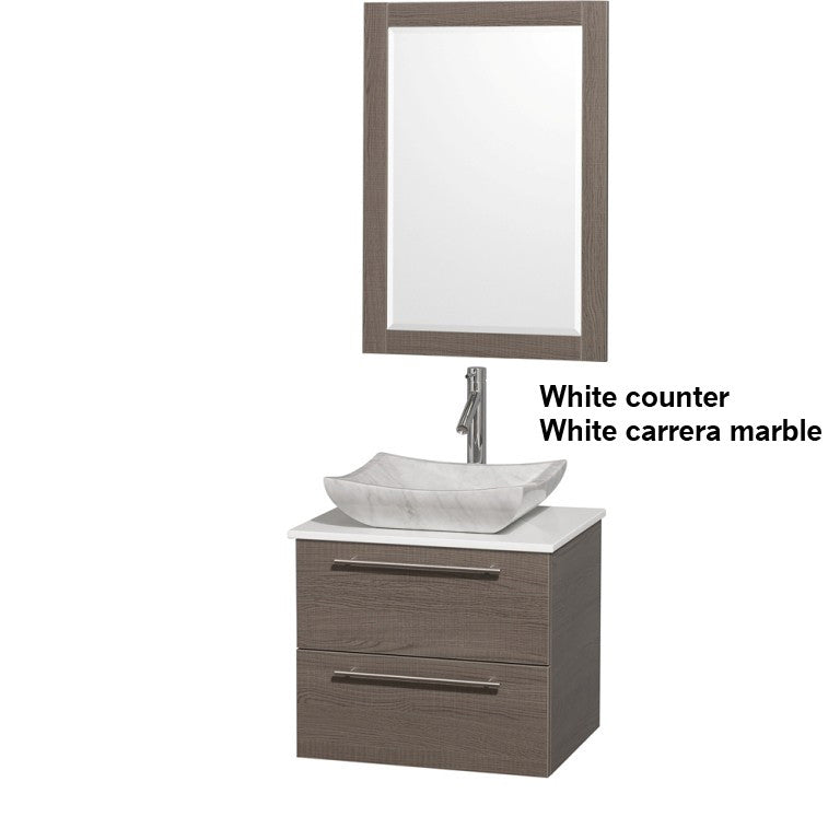 WYNDHAM COLLECTION Amare 24" Bathroom Vanity Set with Vessel Sink - Gray Oak