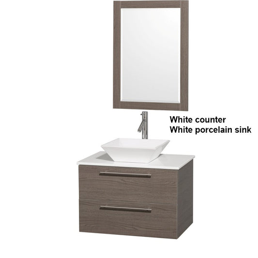 WYNDHAM COLLECTION Amare 30" Bathroom Vanity Set with Vessel Sink - Gray Oak