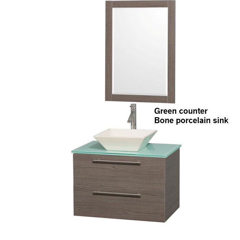 WYNDHAM COLLECTION Amare 30" Bathroom Vanity Set with Vessel Sink - Gray Oak