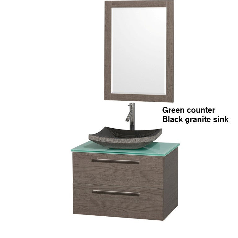 WYNDHAM COLLECTION Amare 30" Bathroom Vanity Set with Vessel Sink - Gray Oak