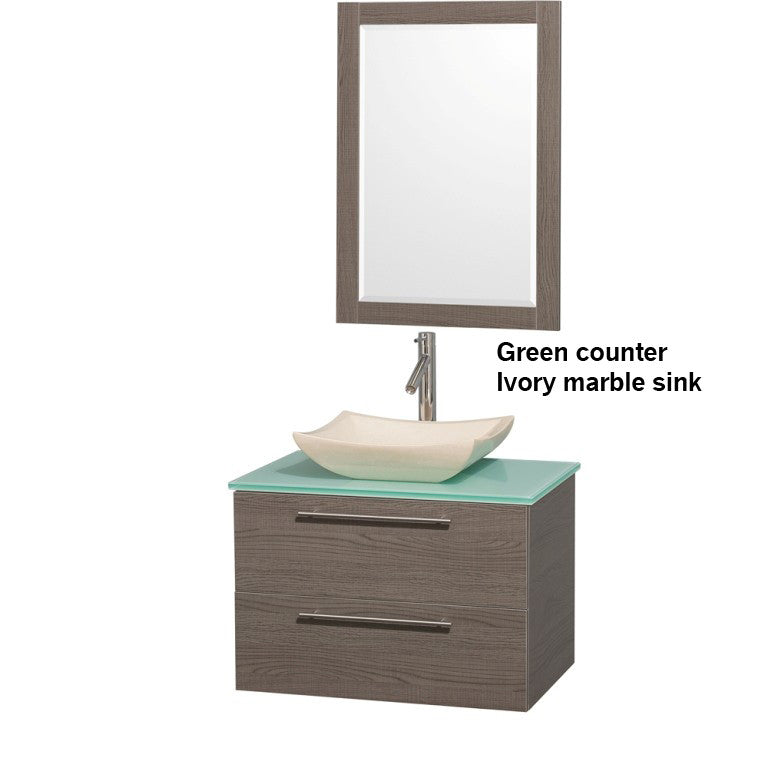 WYNDHAM COLLECTION Amare 30" Bathroom Vanity Set with Vessel Sink - Gray Oak