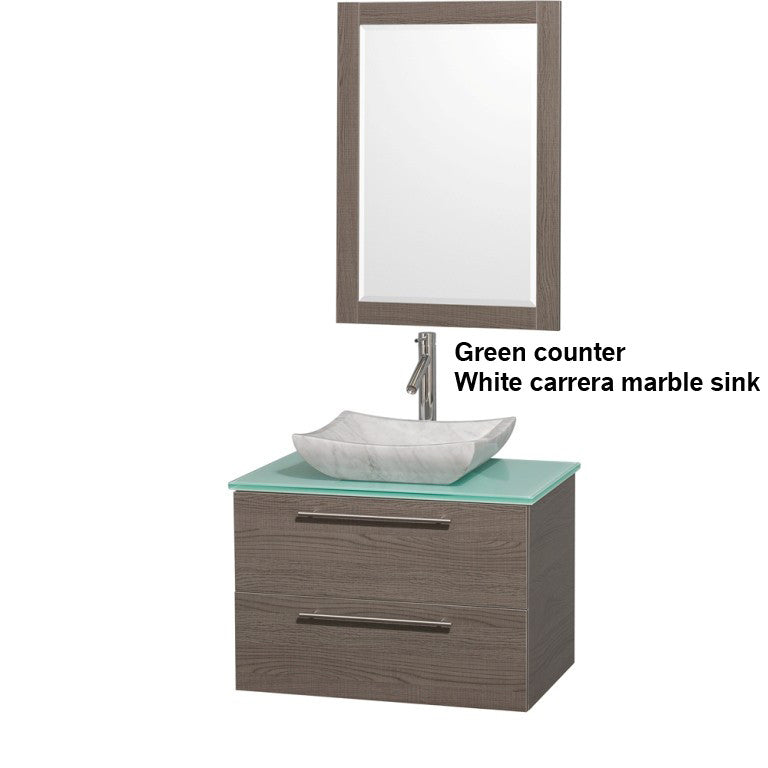 WYNDHAM COLLECTION Amare 30" Bathroom Vanity Set with Vessel Sink - Gray Oak