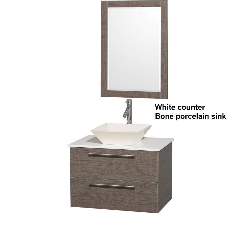 WYNDHAM COLLECTION Amare 30" Bathroom Vanity Set with Vessel Sink - Gray Oak