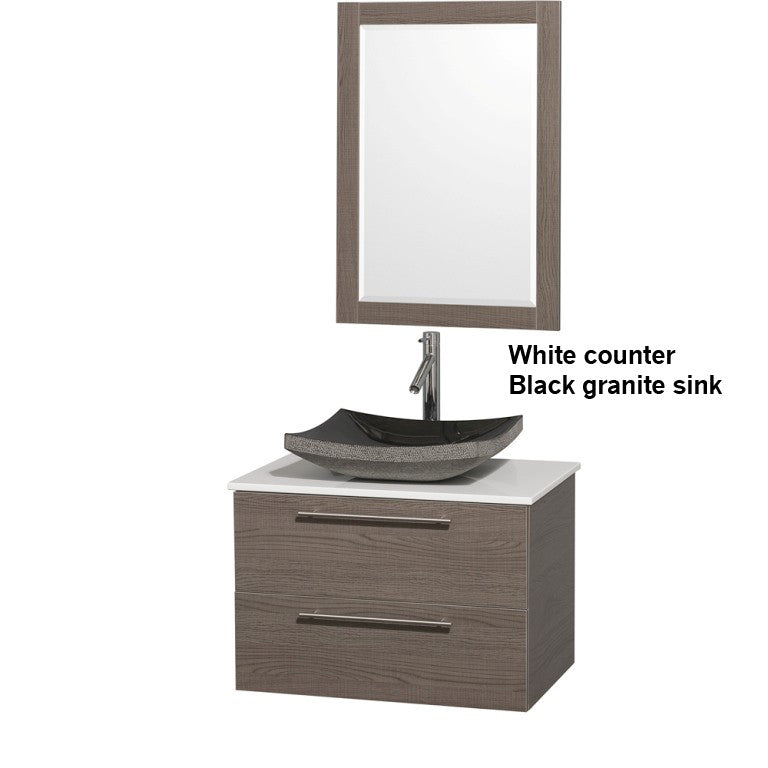 WYNDHAM COLLECTION Amare 30" Bathroom Vanity Set with Vessel Sink - Gray Oak