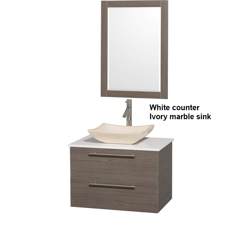 WYNDHAM COLLECTION Amare 30" Bathroom Vanity Set with Vessel Sink - Gray Oak