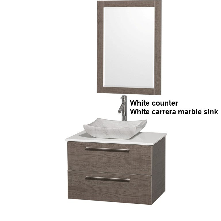 WYNDHAM COLLECTION Amare 30" Bathroom Vanity Set with Vessel Sink - Gray Oak