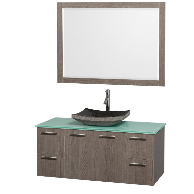 WYNDHAM COLLECTION Amare 48-inch Wall-Mounted Bathroom Vanity Set with Vessel Sink - Gray Oak
