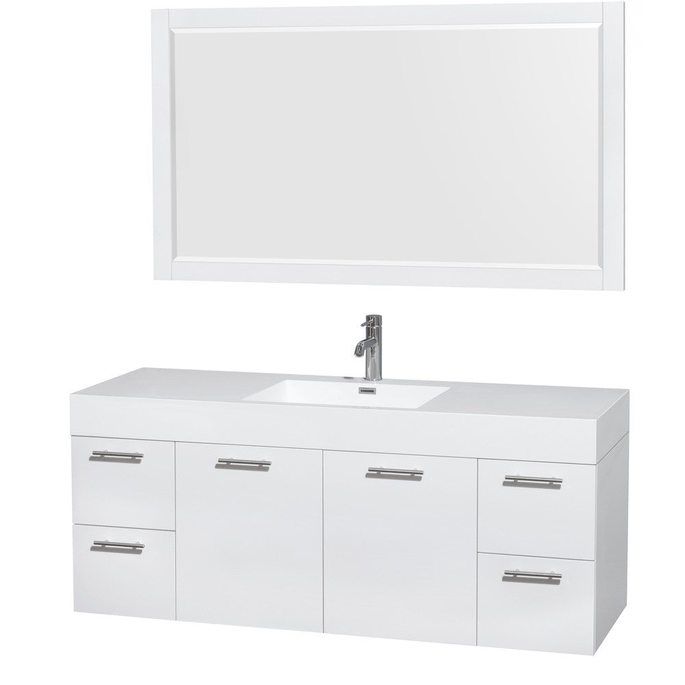 Wyndham Collection Amare 60 Single Bathroom Vanity Set - Glossy White