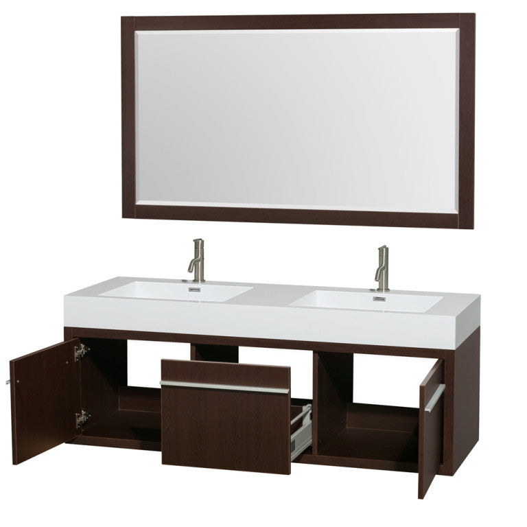 Axa 60" Double Bathroom Vanity Set With Integrated Sinks - Espresso