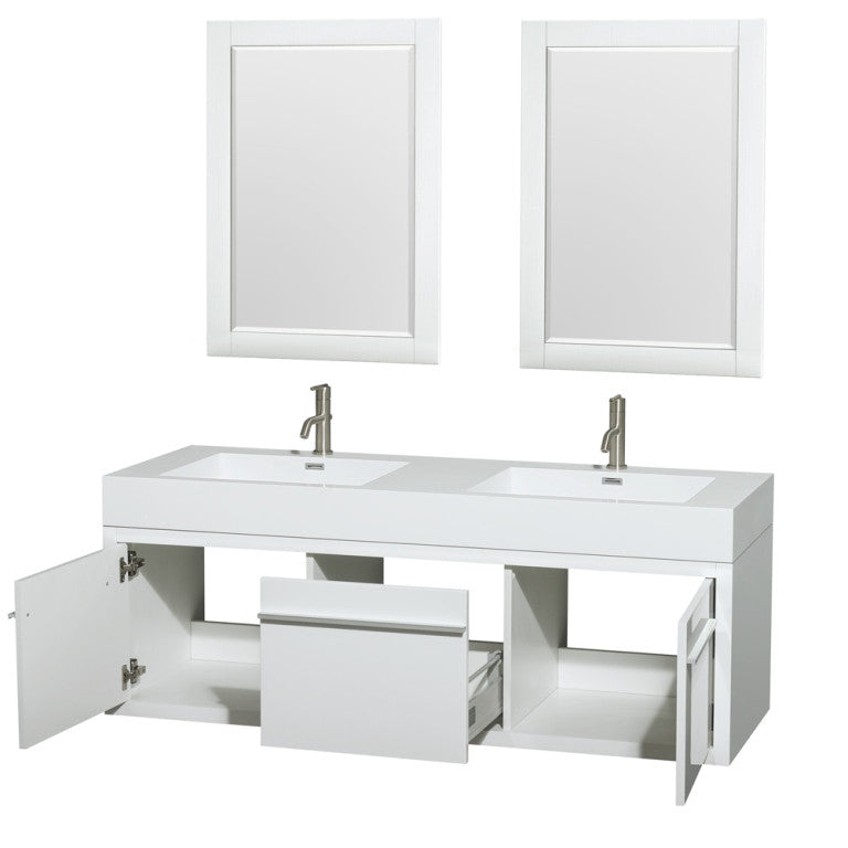 Axa 60" Double Bathroom Vanity Set With Integrated Sinks - Glossy White