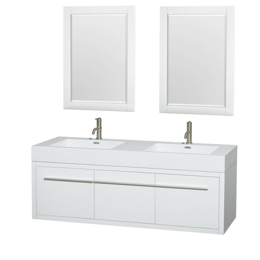 Axa 60" Double Bathroom Vanity Set With Integrated Sinks - Glossy White