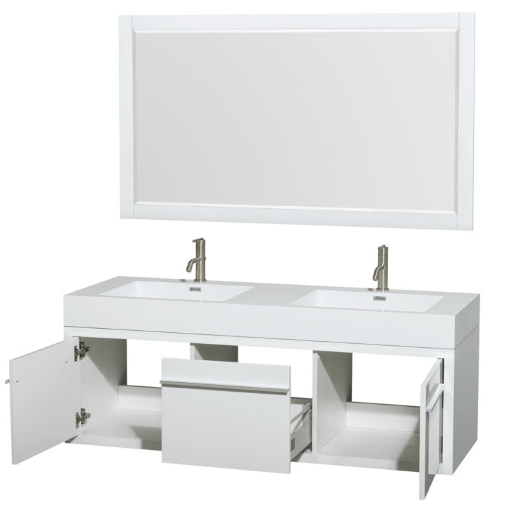 Axa 60" Double Bathroom Vanity Set With Integrated Sinks - Glossy White