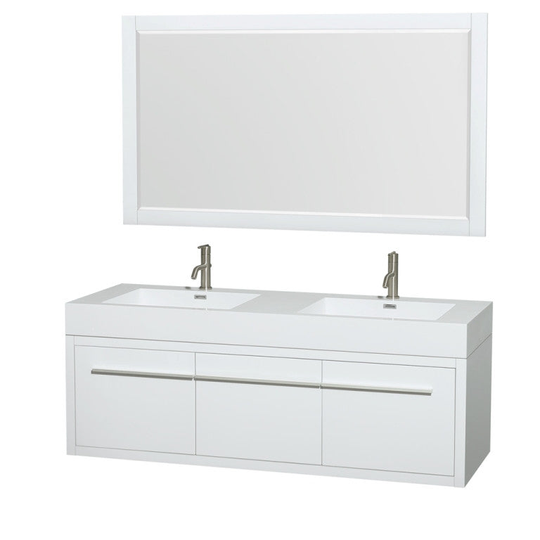 Axa 60" Double Bathroom Vanity Set With Integrated Sinks - Glossy White