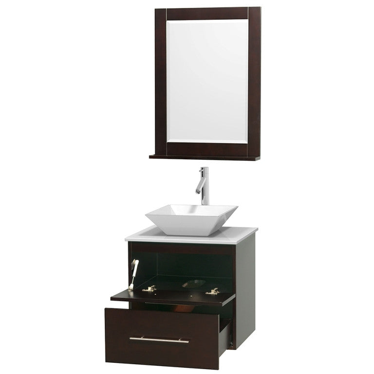 Wyndham Collection Centra 24" Bathroom Vanity - Espresso (Man-Made Stone Counter)