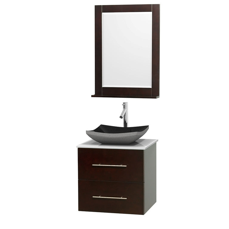 Wyndham Collection Centra 24" Bathroom Vanity - Espresso (Man-Made Stone Counter)