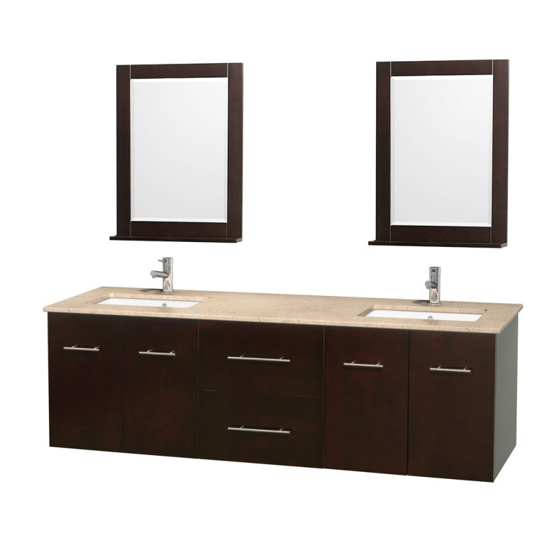 Centra 72-Inch Double Bathroom Vanity Set - Espresso